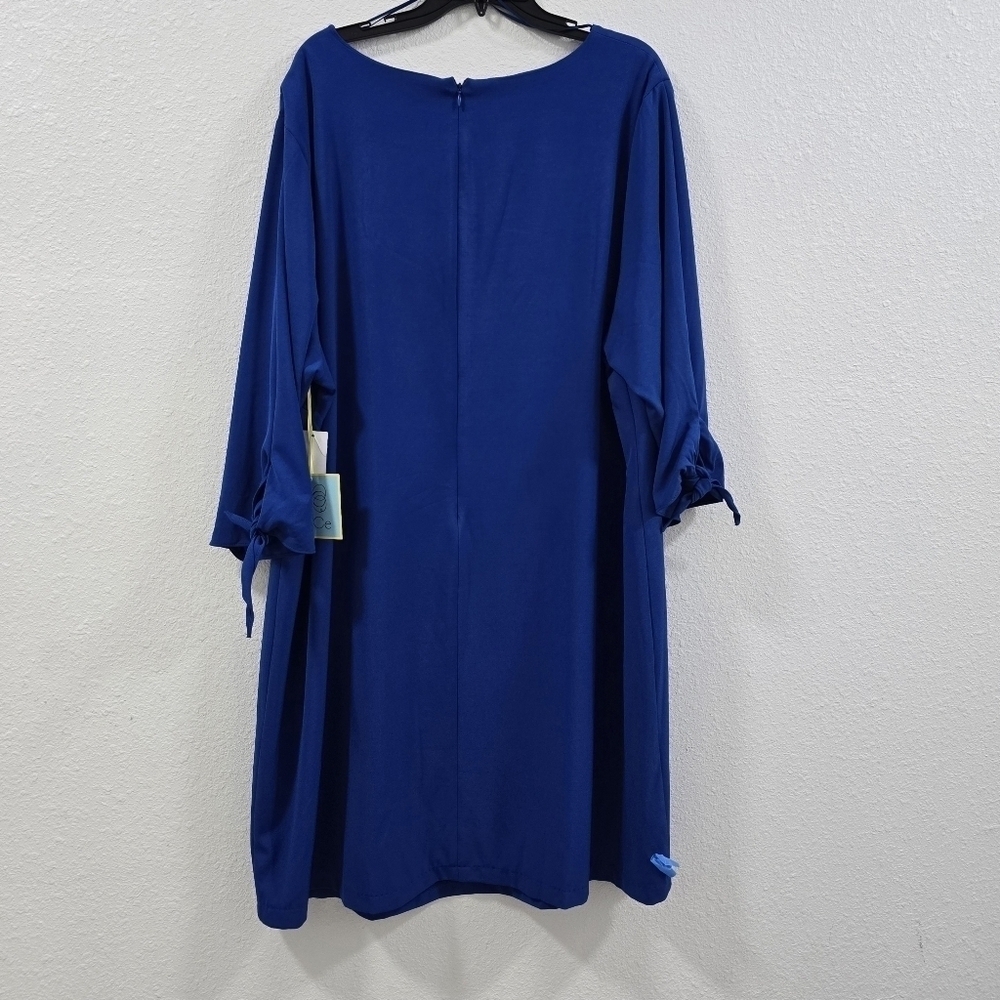 CeCe Qomens 3/4 Sleeve Moss Crepe Dress Blue Size 24W. - Picture 6 of 16